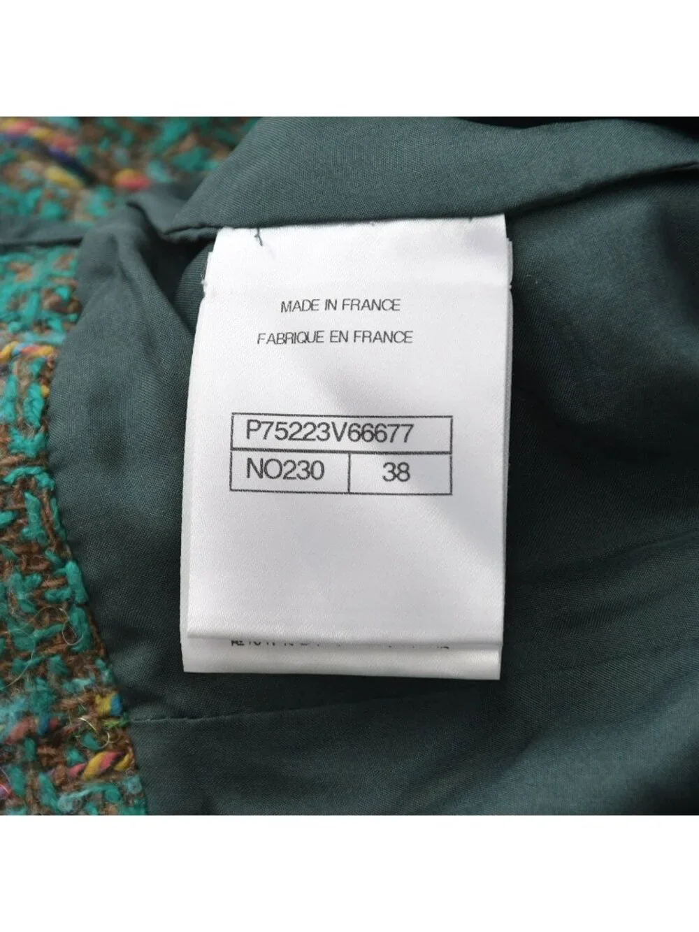 Chanel Tweed Flare Pants CC Logo Green Multicolor